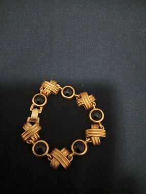 Gold-Tone Bracelet with Black Cabochon Accents